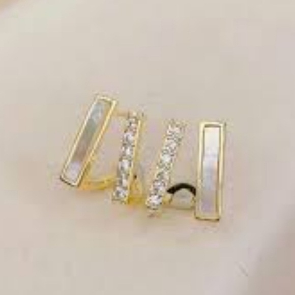 Alaia Nacre Gold plated CZ Post Earrings - Picture 4 of 4